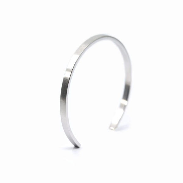 bracelet homme brossé fil carré 3mm argent-2