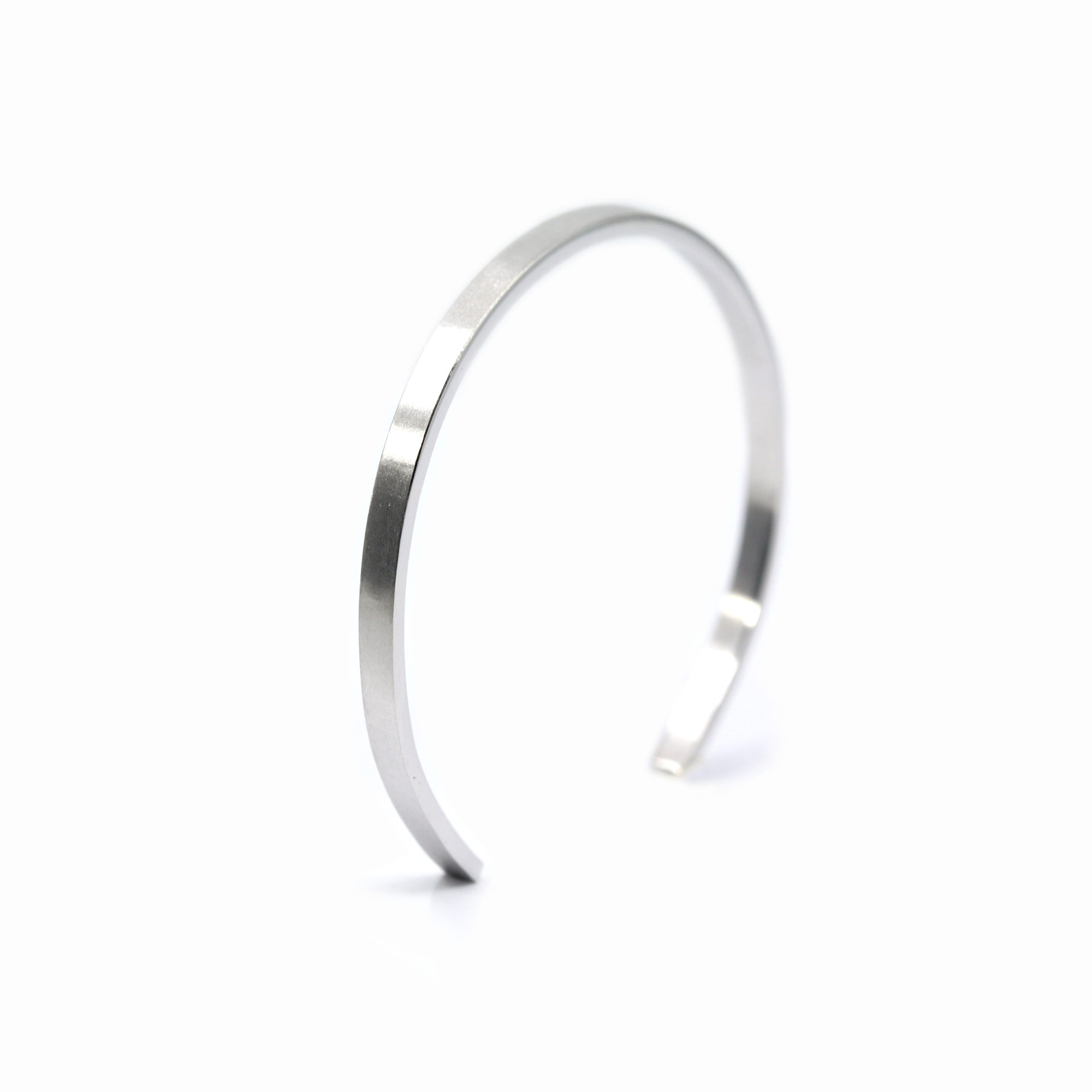 bracelet homme brossé fil carré 3mm argent-2