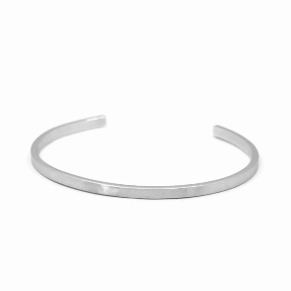 bracelet homme jonc Jo brossé fil rectanguaire 3mm argent