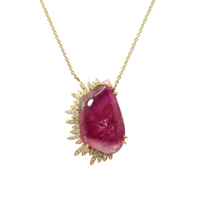 Collier La Sérénissime or jaune, tourmaline et diamants plus clairs