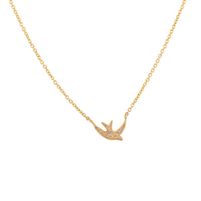 Collier Hirondelle or jaune et diamants