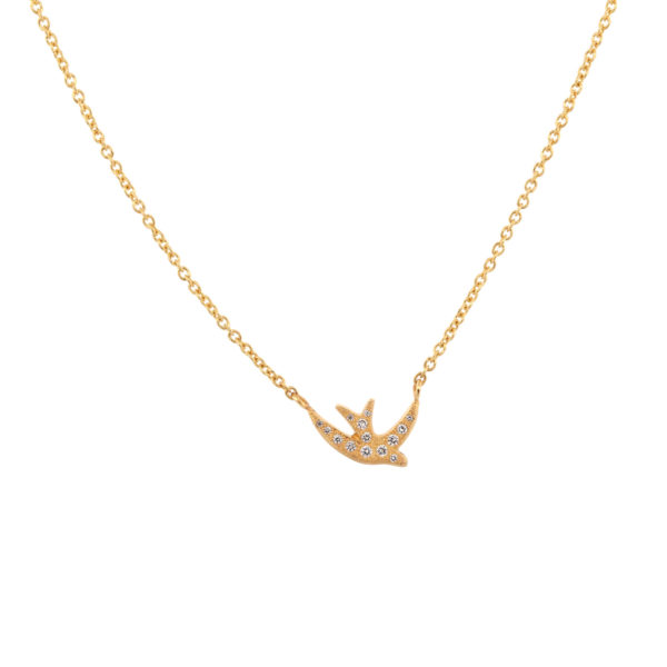Collier Hirondelle or jaune et diamants