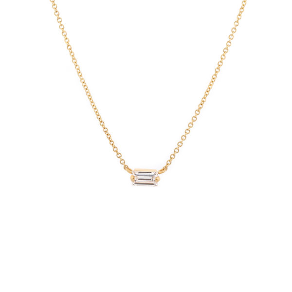 Collier Joie or jaune et diamant baguette