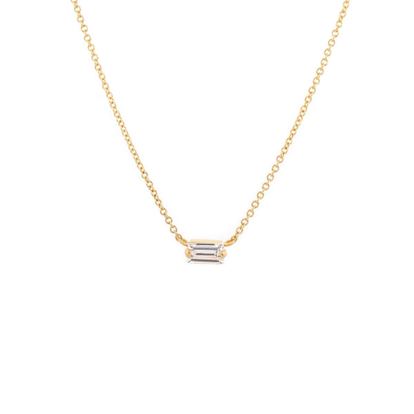 Collier Joie or jaune et diamant baguette