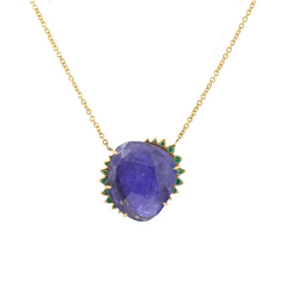 Collier tanzanite et émeraudes