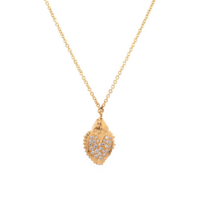 Collier Coeur ExVoto or jaune et diamants