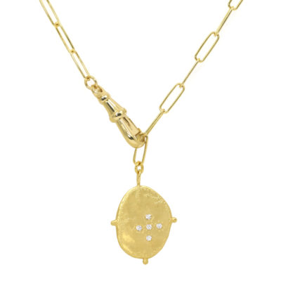 Collier Mystique médaille Croix vermeil chaîne large boules