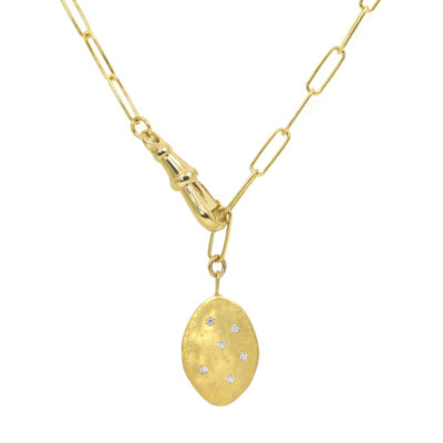 Collier Mystique médaille pluies d'étoiles vermeil chaîne large