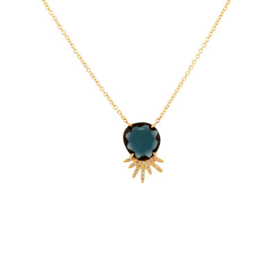 Collier Soleil spinelle, or jaune et diamants