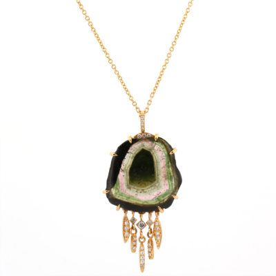 Collier Songe, tourmaline pailletée et diamants