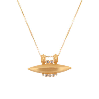 Collier Talisman or jaune et diamant