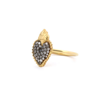 Bague ExVoto or jaune et diamants noirs