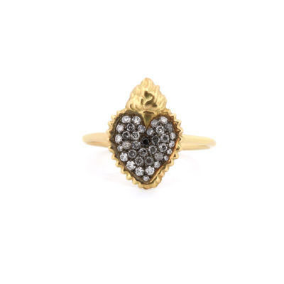Bague ExVoto or jaune et diamants noirs
