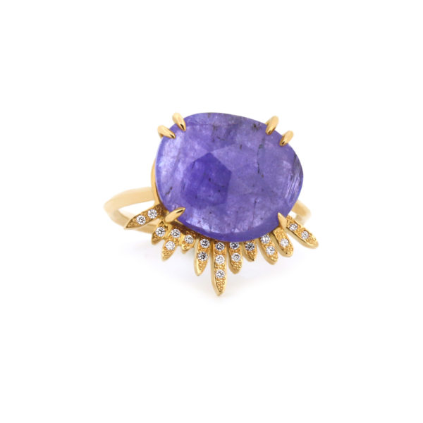 Bague La Radieuse or jaune, tanzanite et diamants