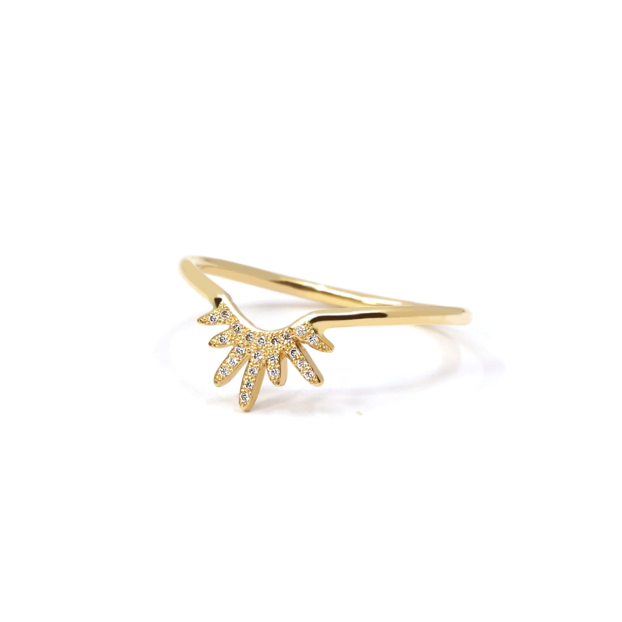 Bague Soleil or jaune et diamants-3