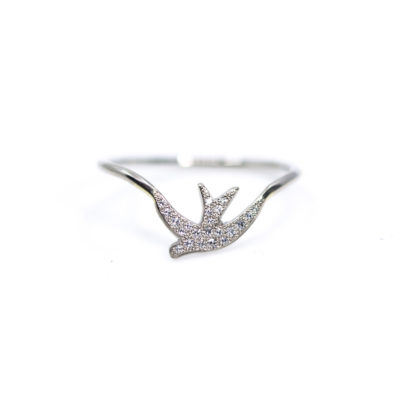 Bague Hirondelle or blanc et diamants