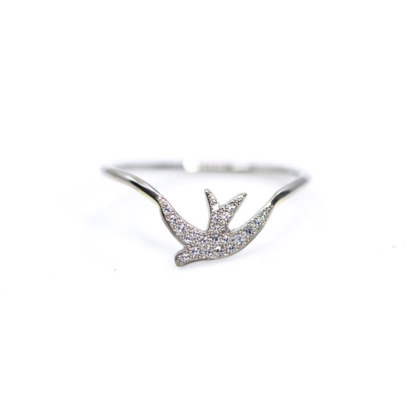 Bague Hirondelle or blanc et diamants