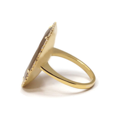 Bague La Chatoyante Pierre de lune et diamants bruns-2