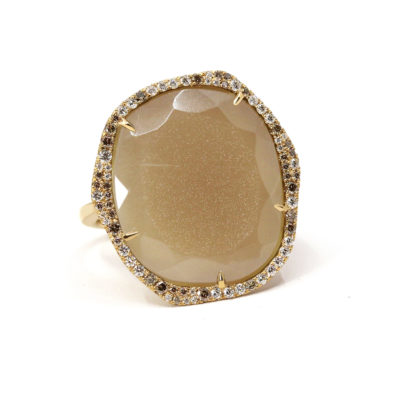 Bague La Chatoyante Pierre de lune et diamants bruns
