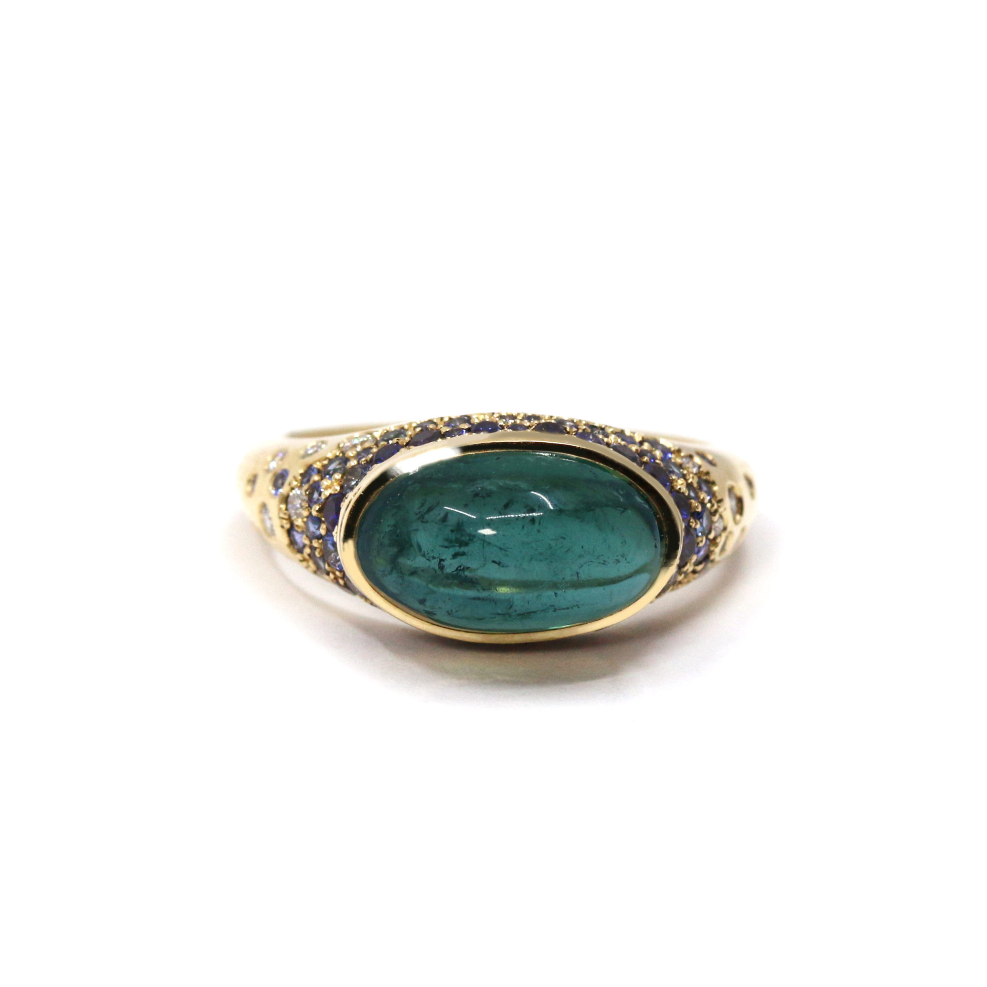 Bague La Précieuse tourmaline indigo et dégradé de saphirs-2