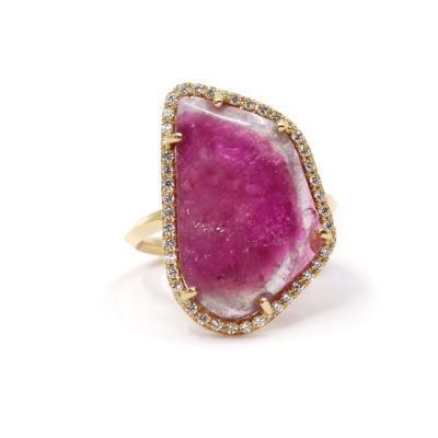 Bague La Sicilienne Tourmaline rose entourée de diamants