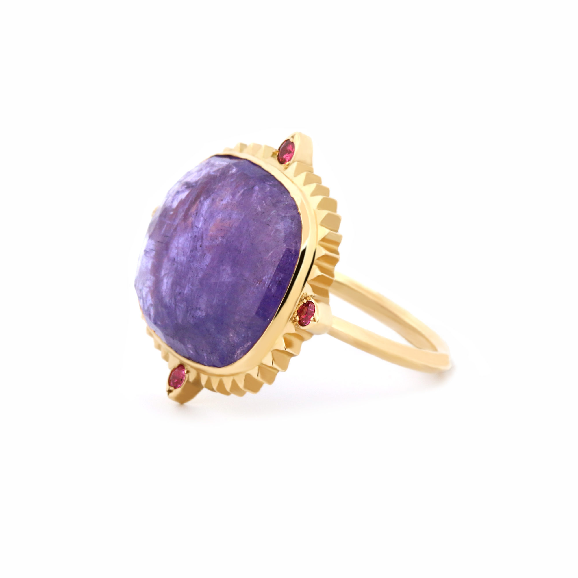 Bague La Kalsa or jaune, tanzanite, saphirs fuchias-2