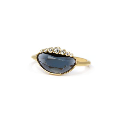 Bague London Fog or jaune spinelle et diamants