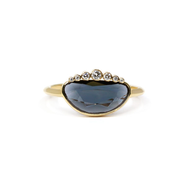 Bague London Fog or jaune spinelle et diamants