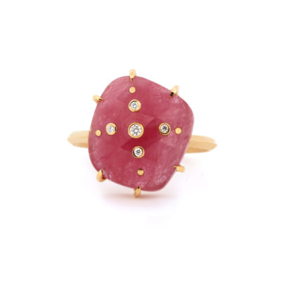Bague Ortigia or jaune, saphir et diamants
