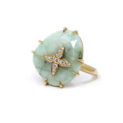 Bague Stella émeraude, or jaune et diamants