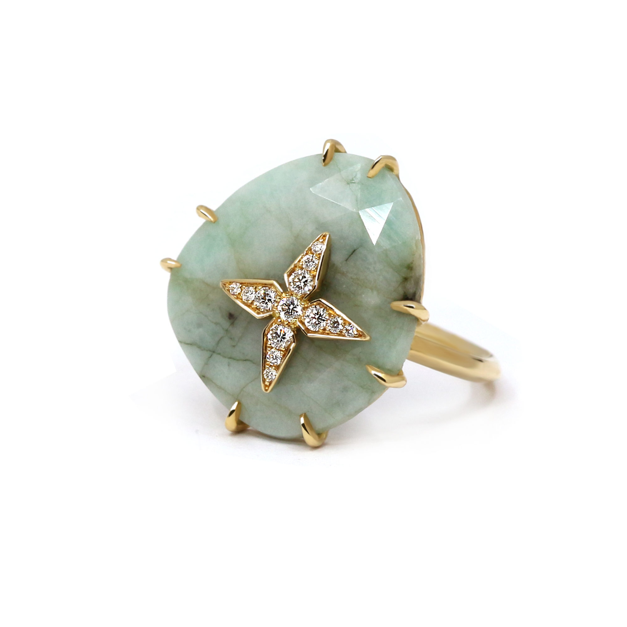 Bague Stella émeraude, or jaune et diamants-2