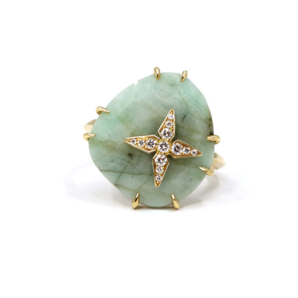 Bague Stella émeraude, or jaune et diamants