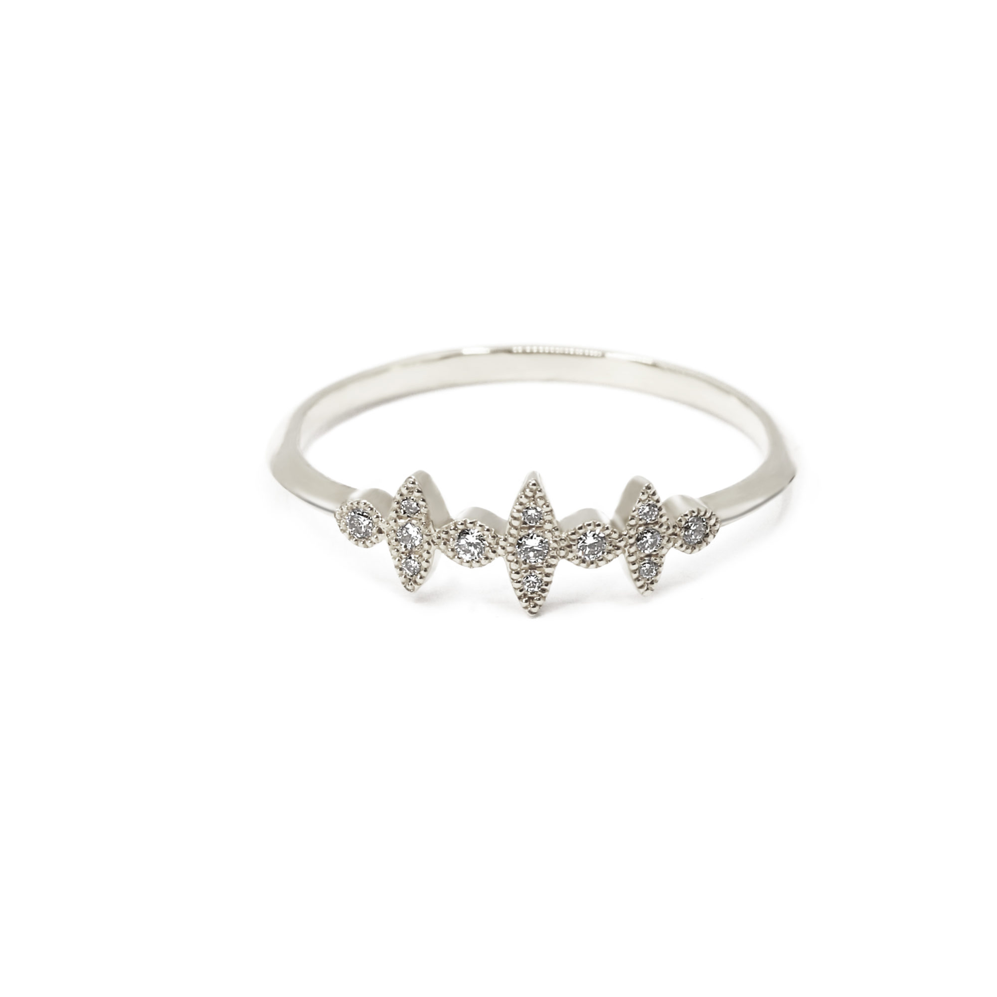 Alliance Marquise or blanc et diamants