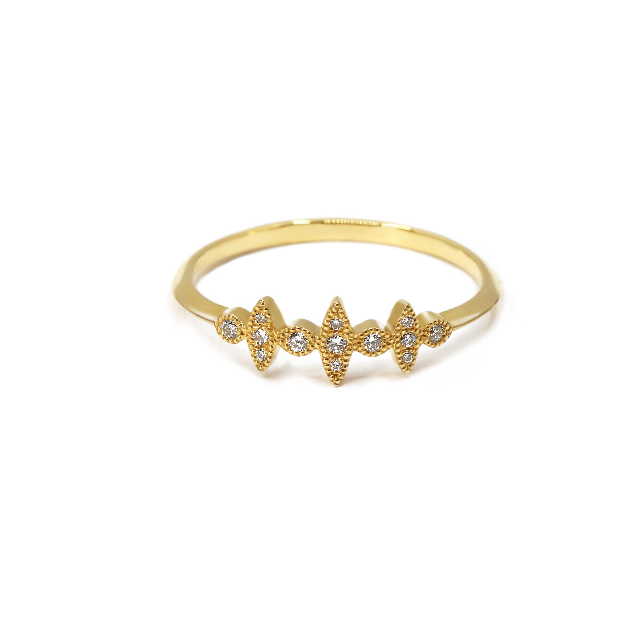 Alliance Marquise or jaune et diamants