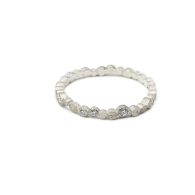 Alliance Pépites or blanc et diamants-2