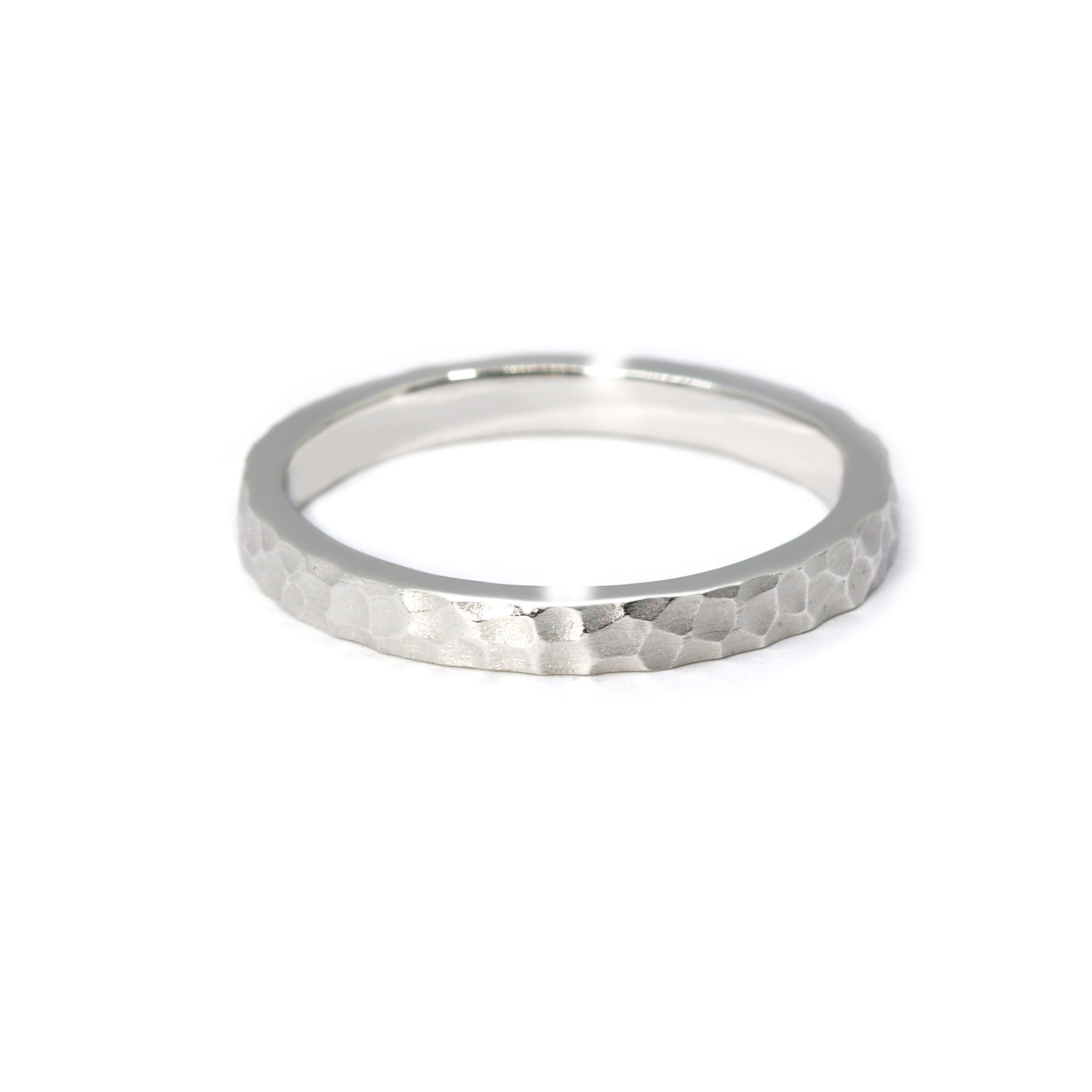 Alliance homme Dan 3mm or blanc martelé