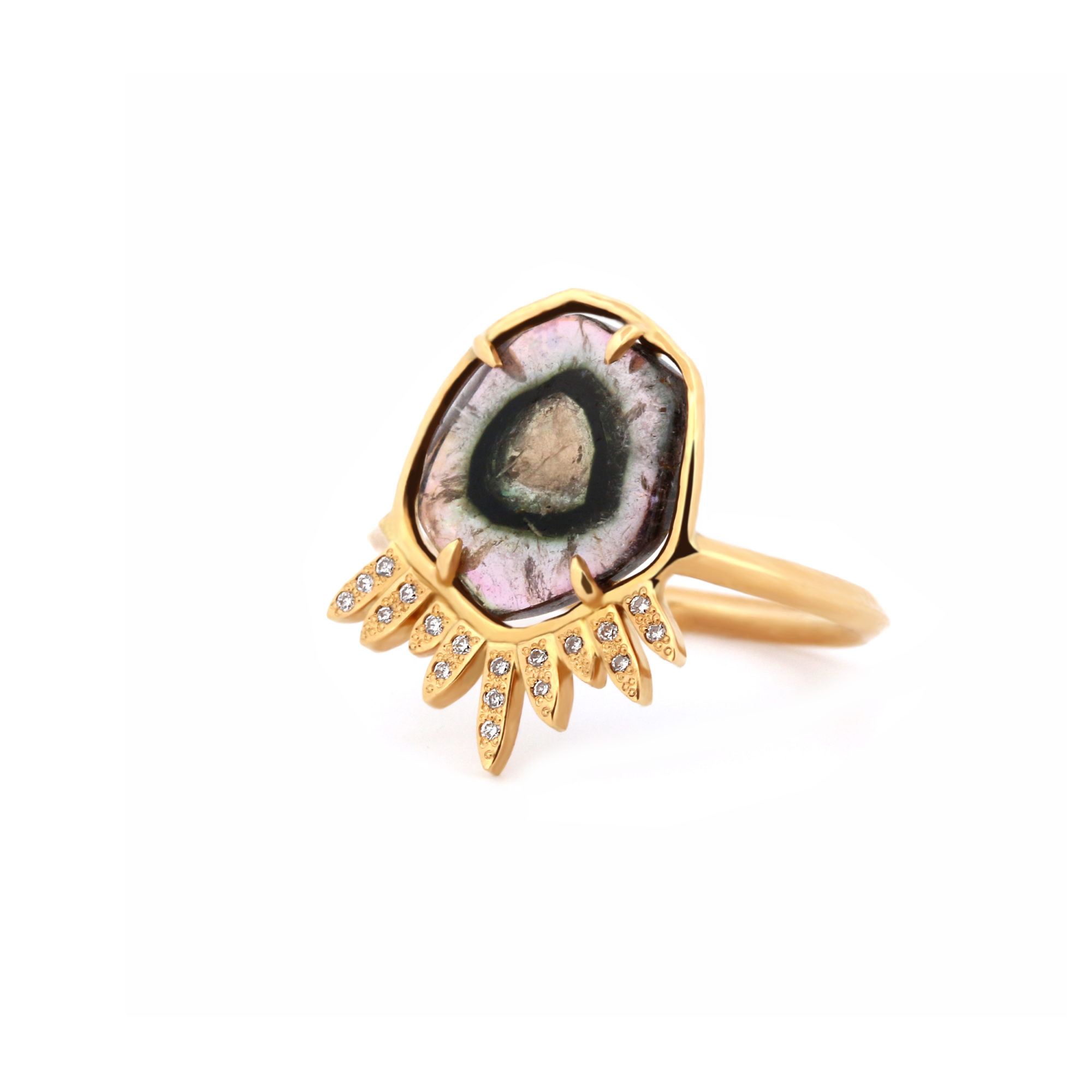 Bague La Radieuse or jaune, tourmaline watermelon et diamants-2