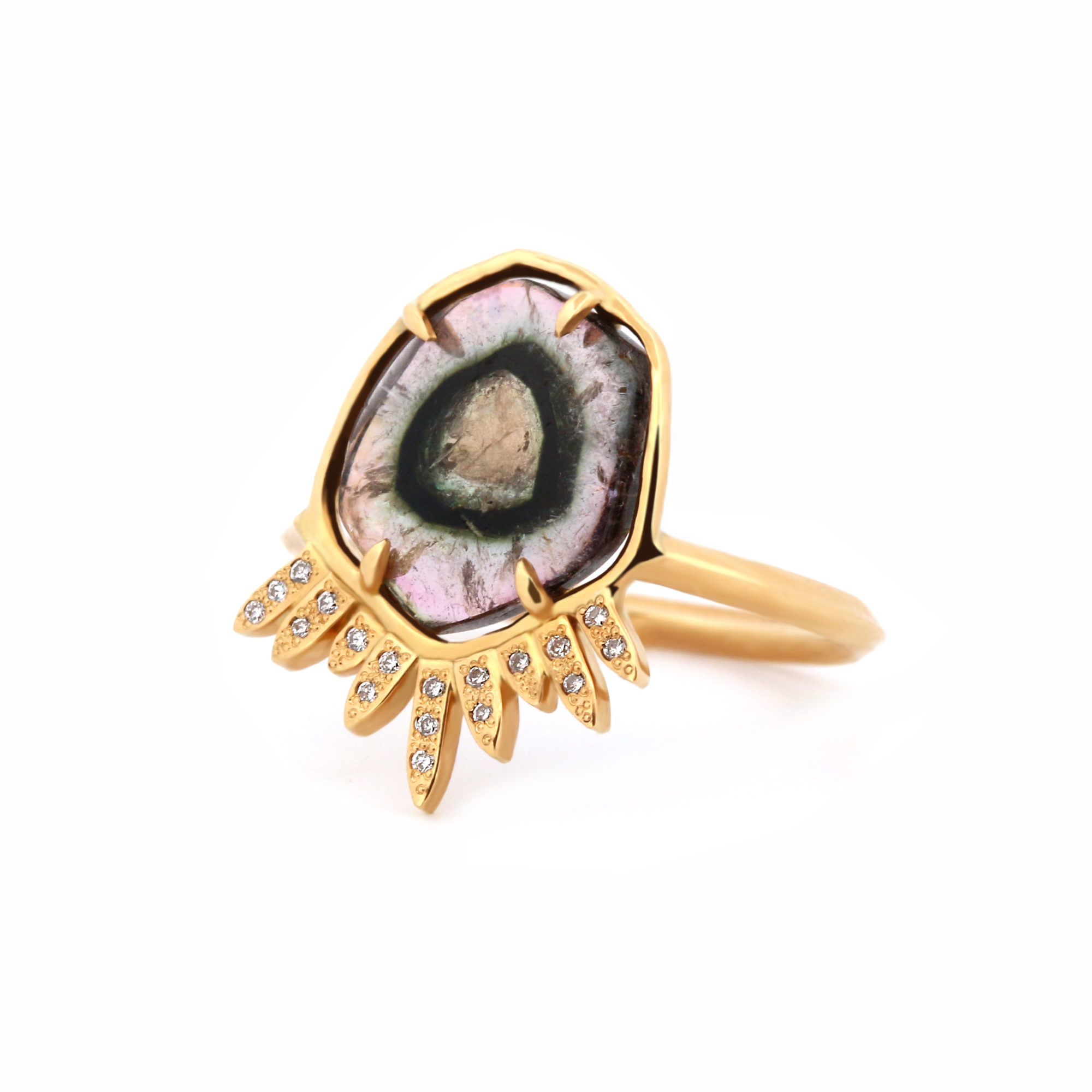 Bague La Radieuse or jaune, tourmaline watermelon et diamants-2