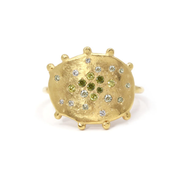 Bague Mystique Galet serti cz verts #1