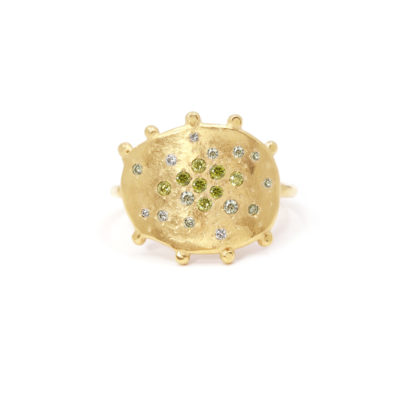 Bague Mystique Galet serti cz verts #1