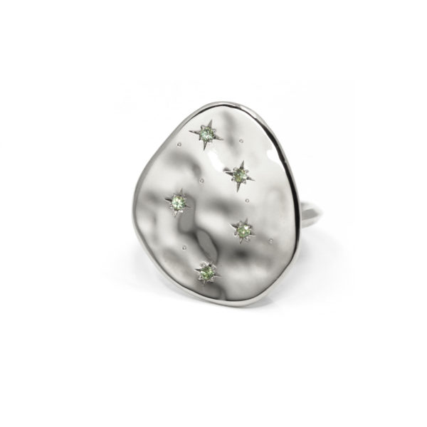 Bague Pluie d'Etoile argent et saphirs verts 2