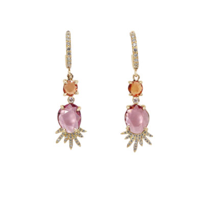 Boucles Soleil, spinelles roses, grenats oranges et diamants copie