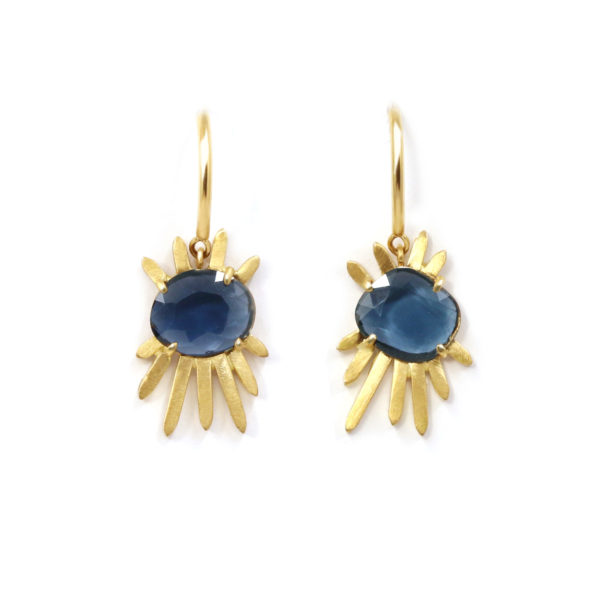 Boucles d’oreilles Oeil Protecteur or jaune et spinelle