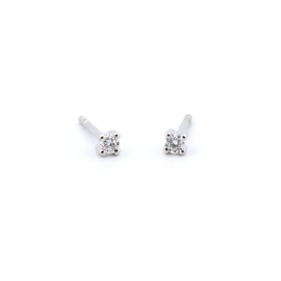 Boucles puces 2.50mm or blanc et diamants