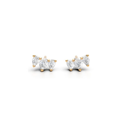 Boucles 3 poires or jaune et diamants-2