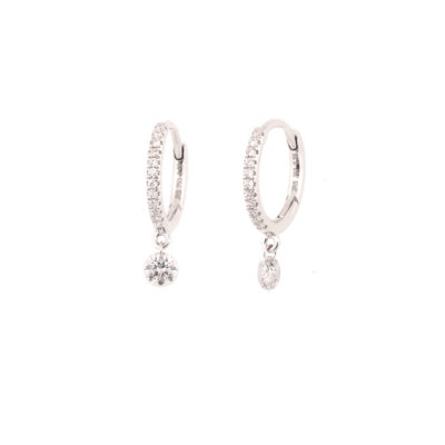 Créoles Petite Étincelle or blanc et diamants