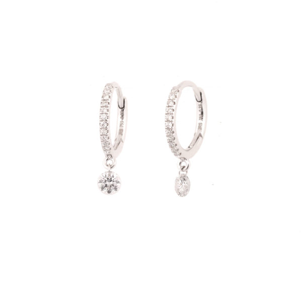 Créoles Petite Étincelle or blanc et diamants
