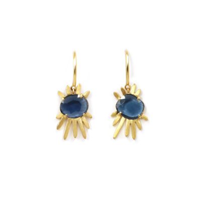 Boucles d’oreilles Oeil Protecteur or jaune et spinelle