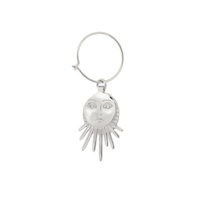 Mono boucle d'oreille grand Soleil argent
