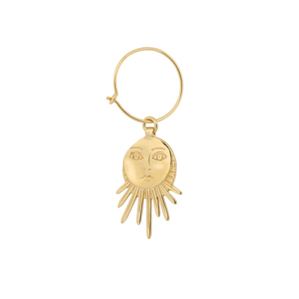 Mono boucle d'oreille grand Soleil vermeil
